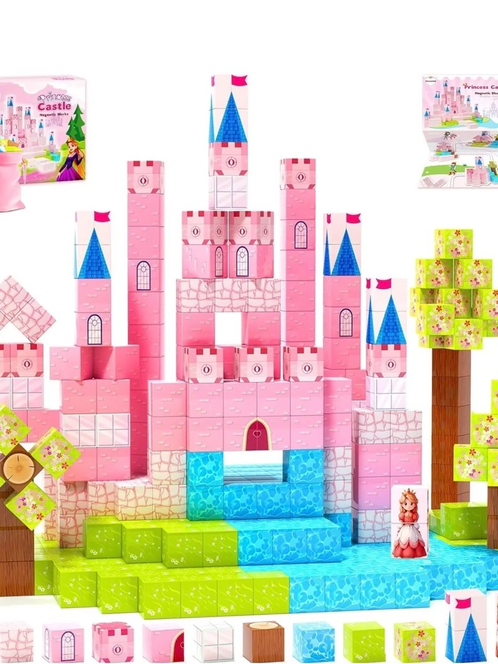 Pink Castle Building Block Set for Kids